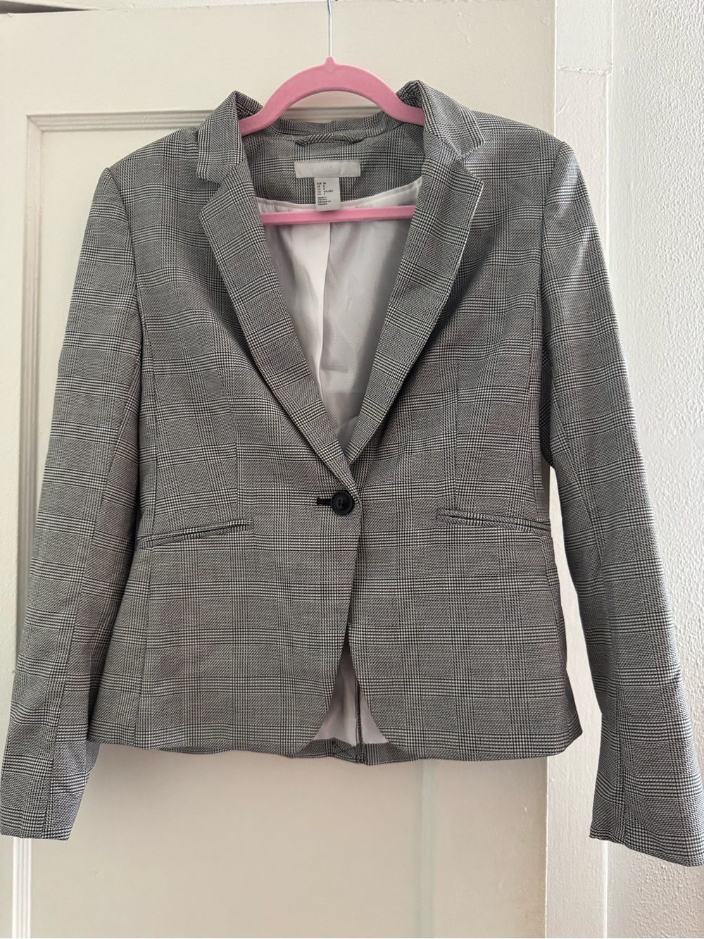 H&M Gray Plaid Single-Button Women's Blazer